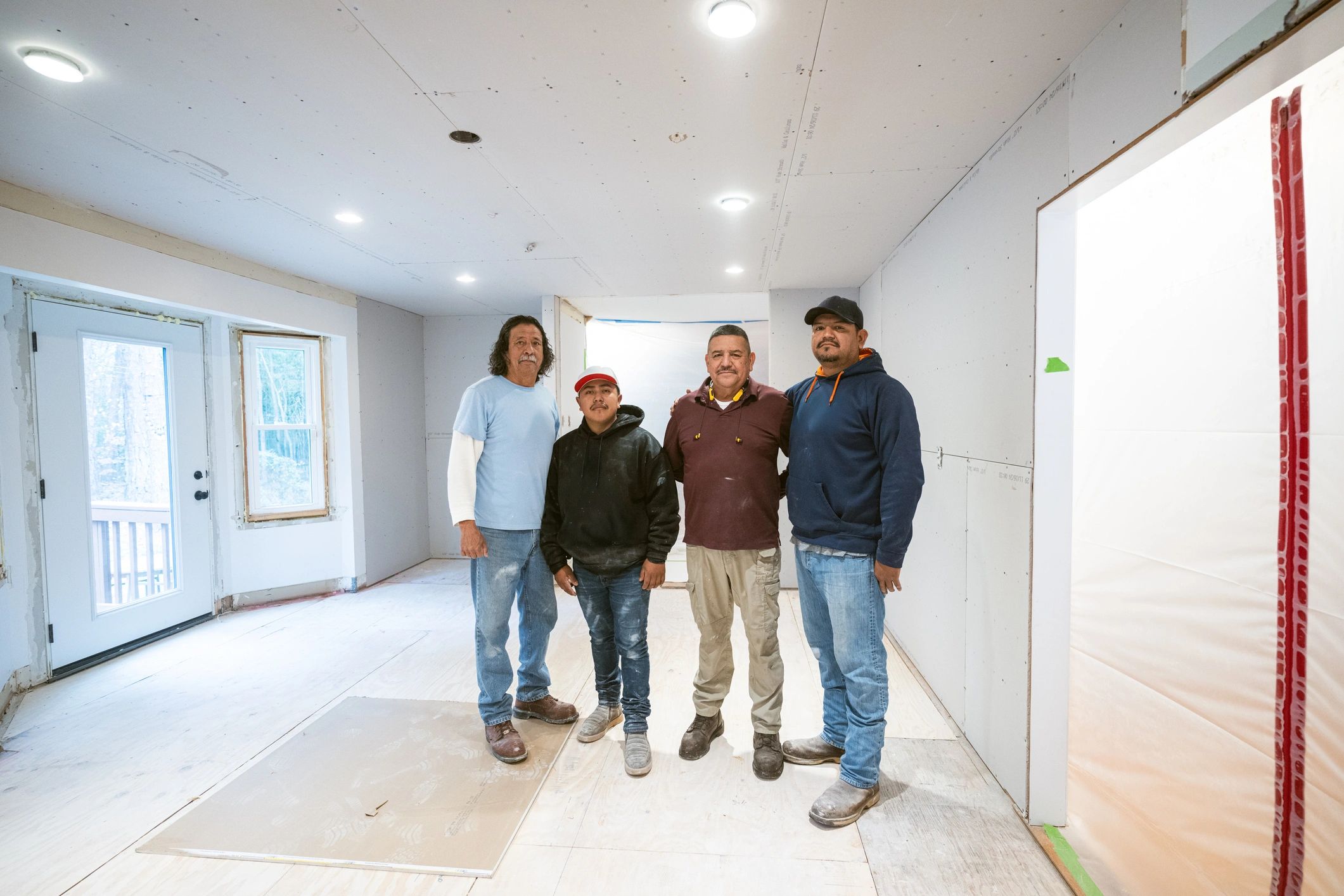 Professional service team on a job site